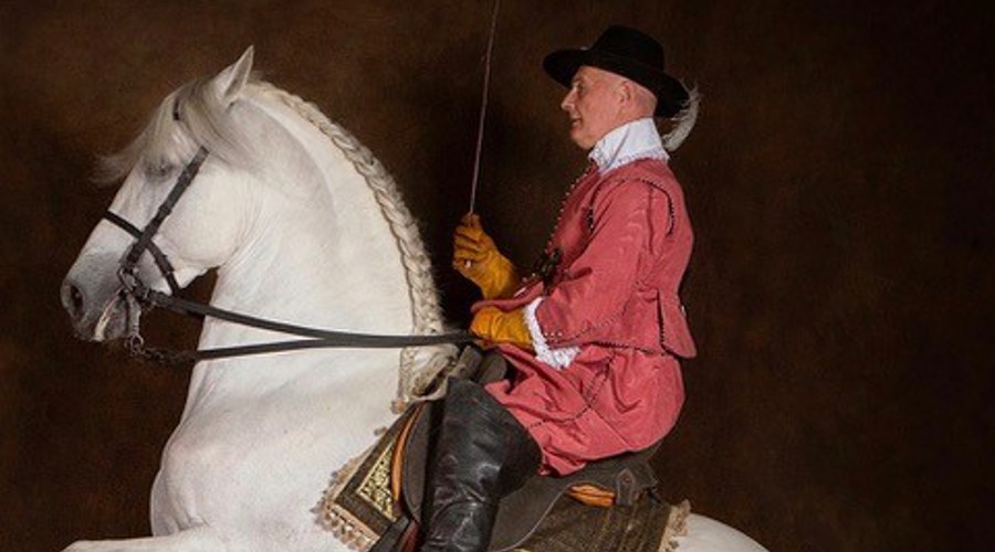 Peter Maddison-Greenwell on a rearing horse