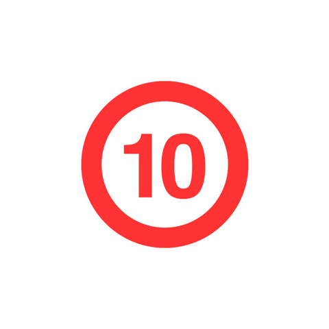 10Mph Rosette Red 80 Border
